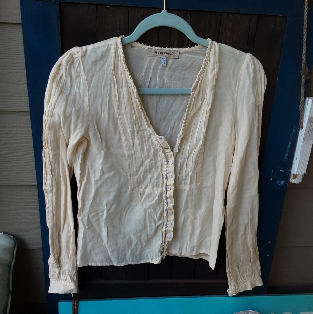 See By Chloe Ivory Button-Up Blouse